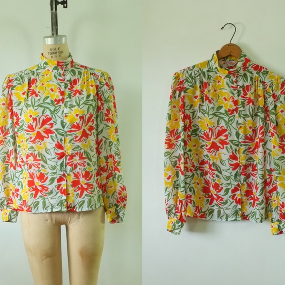 vintage floral blouse | vintage sheer floral top - Picture 13 of 13